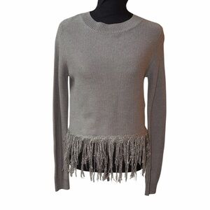 Endless Rose Gray Fringe Sweater(Size Small)